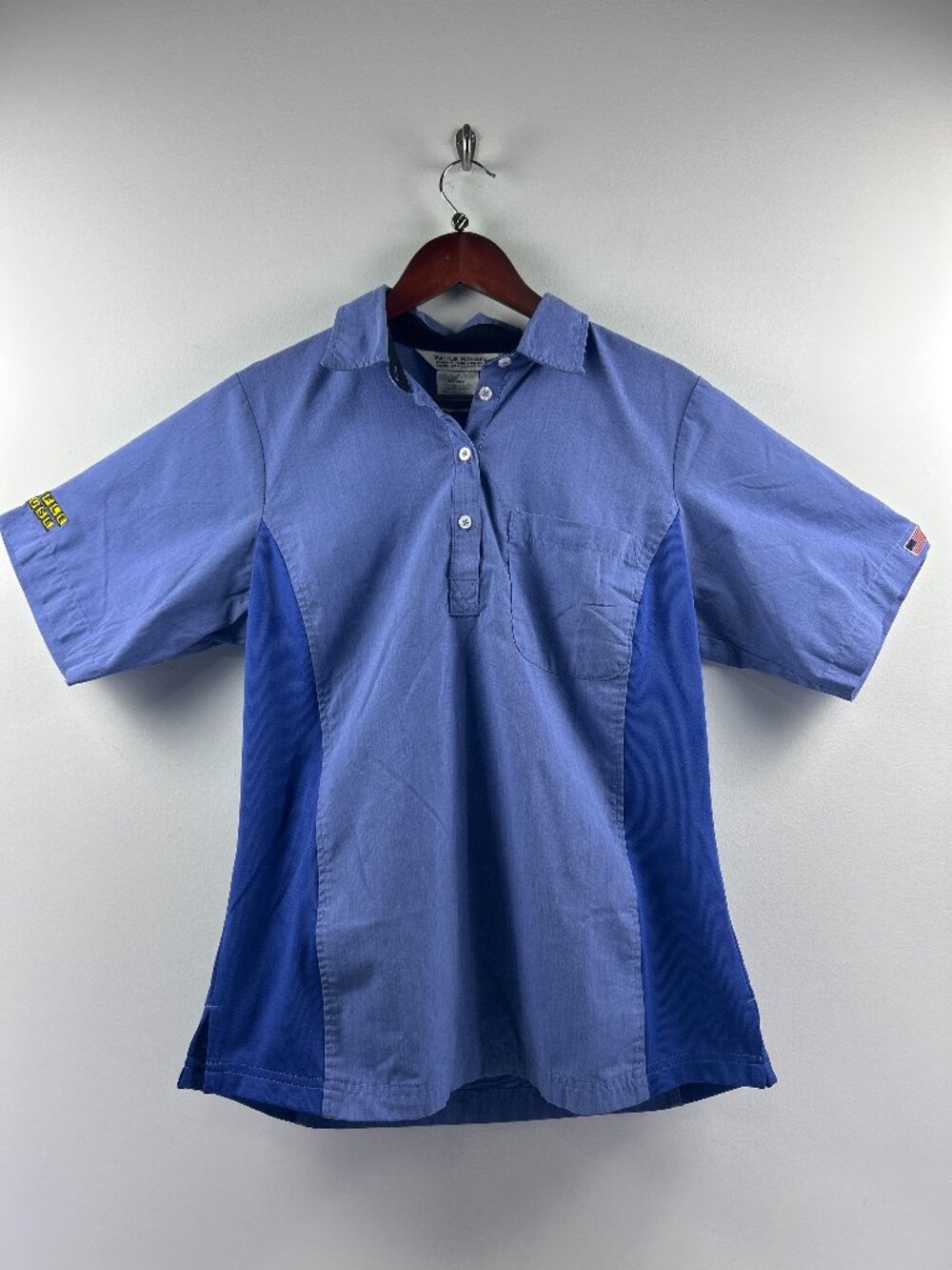 Waffle House Uniform Shirt Women's M Blue Two-Tone Short Sleeve